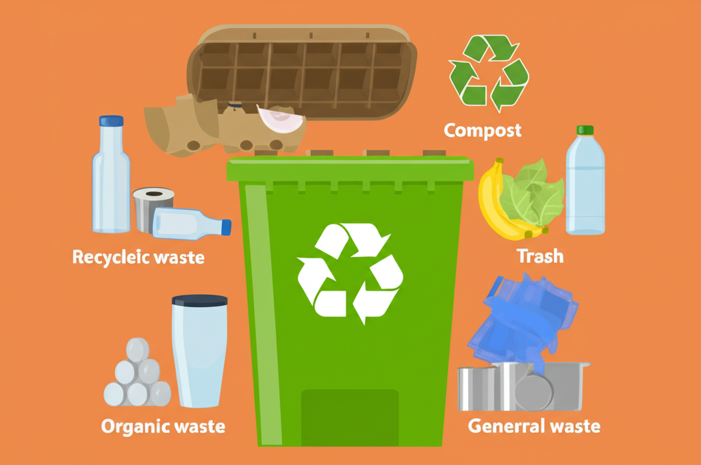 Different categories of household waste