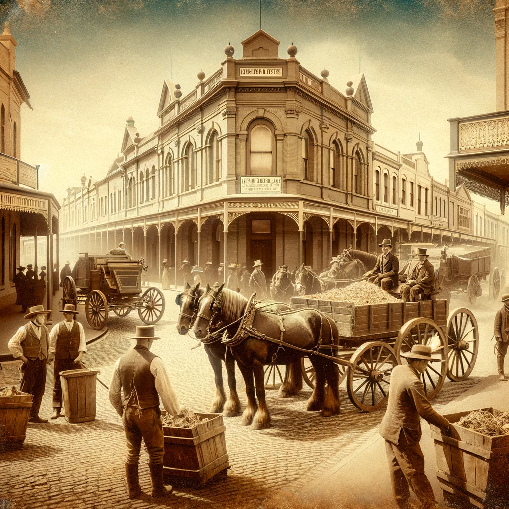 Historical waste collection in Australia with horse-drawn carts